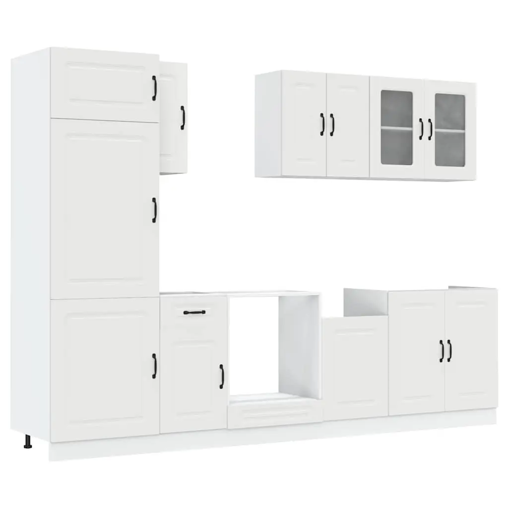 8 Piece Kitchen Cabinet Set Kalmar White Engineered Wood 3314791 - Furniture