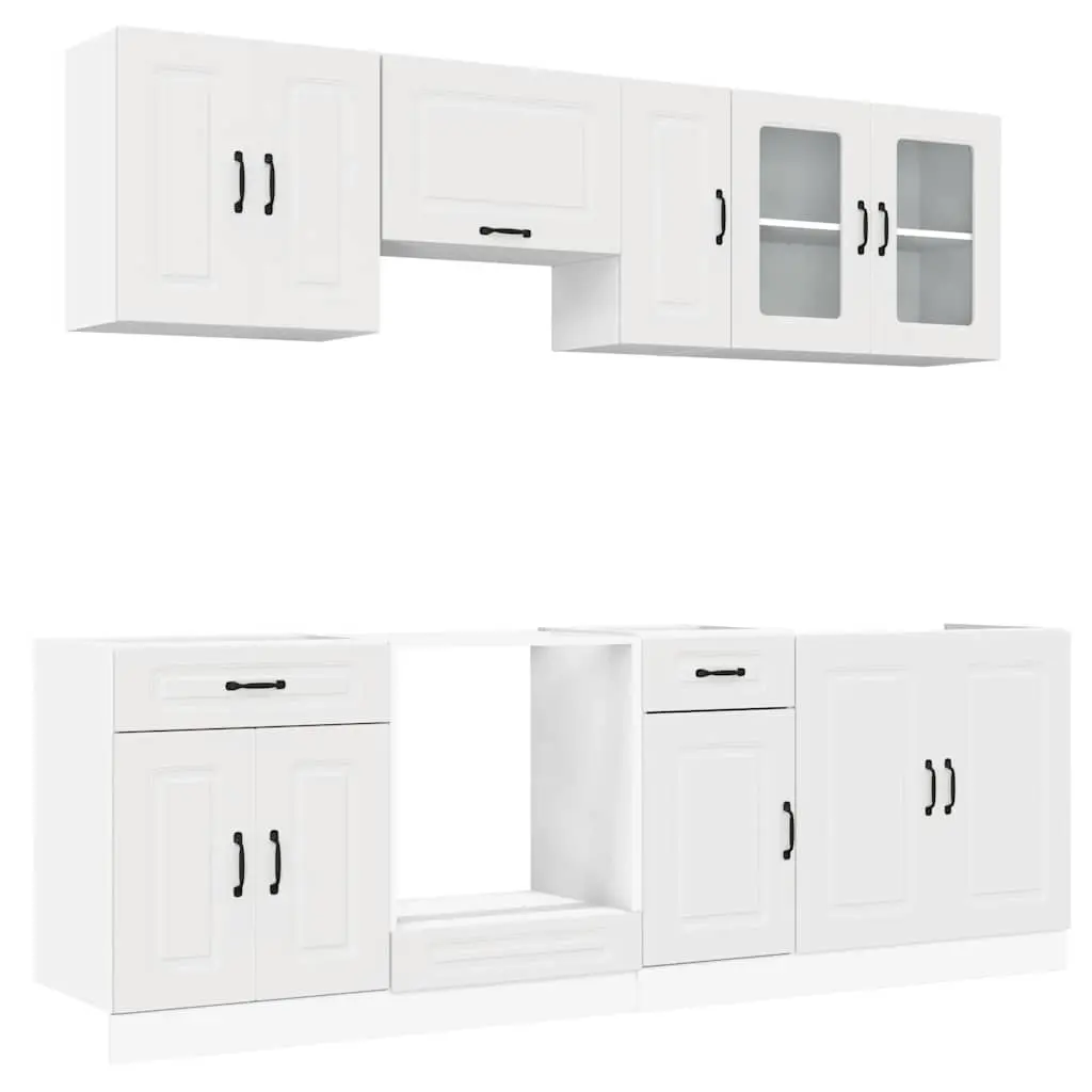 8 Piece Kitchen Cabinet Set Kalmar White Engineered Wood 3314821 - Furniture