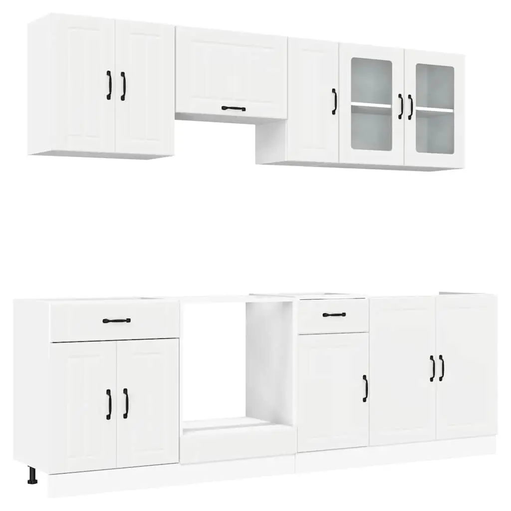 8 Piece Kitchen Cabinet Set Kalmar White Engineered Wood 3314831 - Furniture