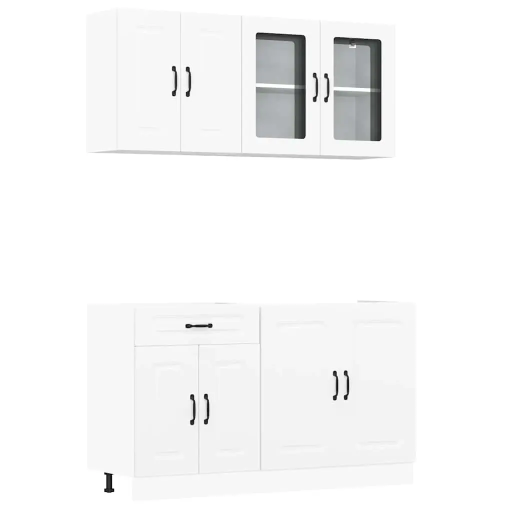 4 Piece Kitchen Cabinet Set Kalmar White Engineered Wood 3314851 - Furniture