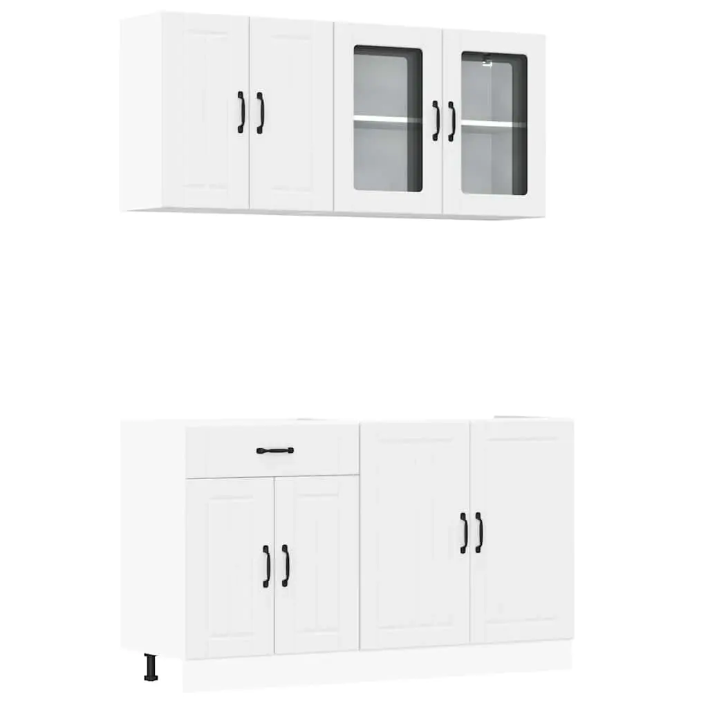 4 Piece Kitchen Cabinet Set Lucca White Engineered Wood 3314861 - Furniture