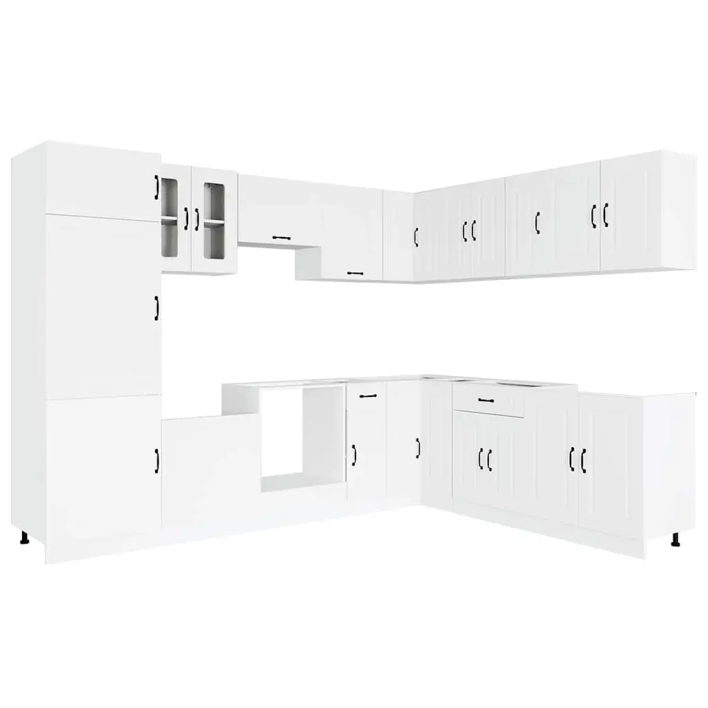 14 Piece Kitchen Cabinet Set Kalmar White Engineered Wood 3314971 - Furniture