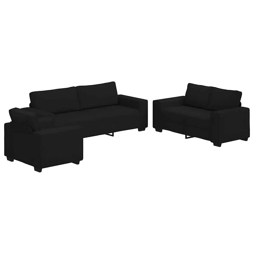 3 Piece Sofa Set with Cushions Black Fabric 3324651 - Furniture
