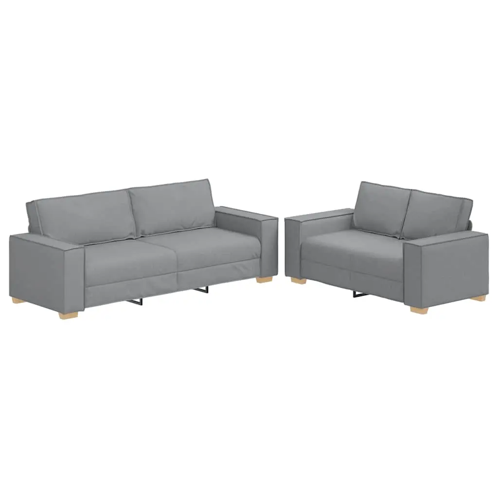 2 Piece Sofa Set with Cushions Light Grey Fabric 3324691 - Furniture