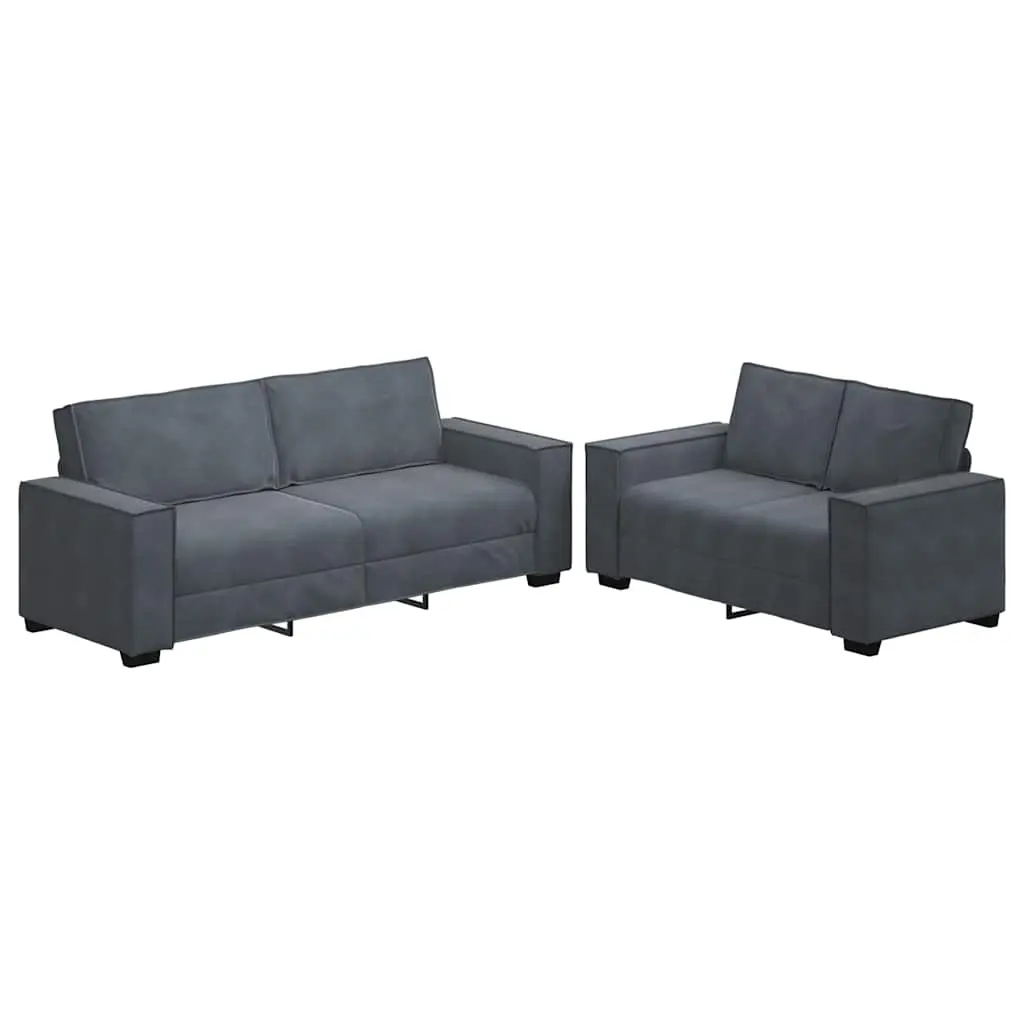 2 Piece Sofa Set with Cushions Dark Grey Velvet 3324701 - Furniture