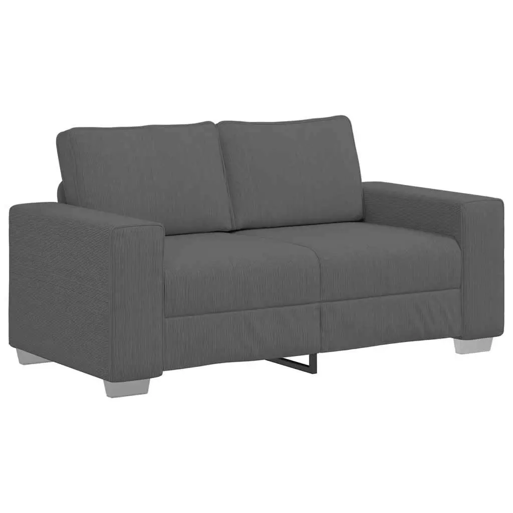 Loveseat Sofa Dark Grey 160x77x82 cm Corduroy Fabric 4105194 - Furniture