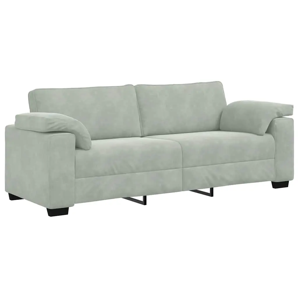 3-Seater Sofa Light Grey 220x77x82 cm Velvet 4105277