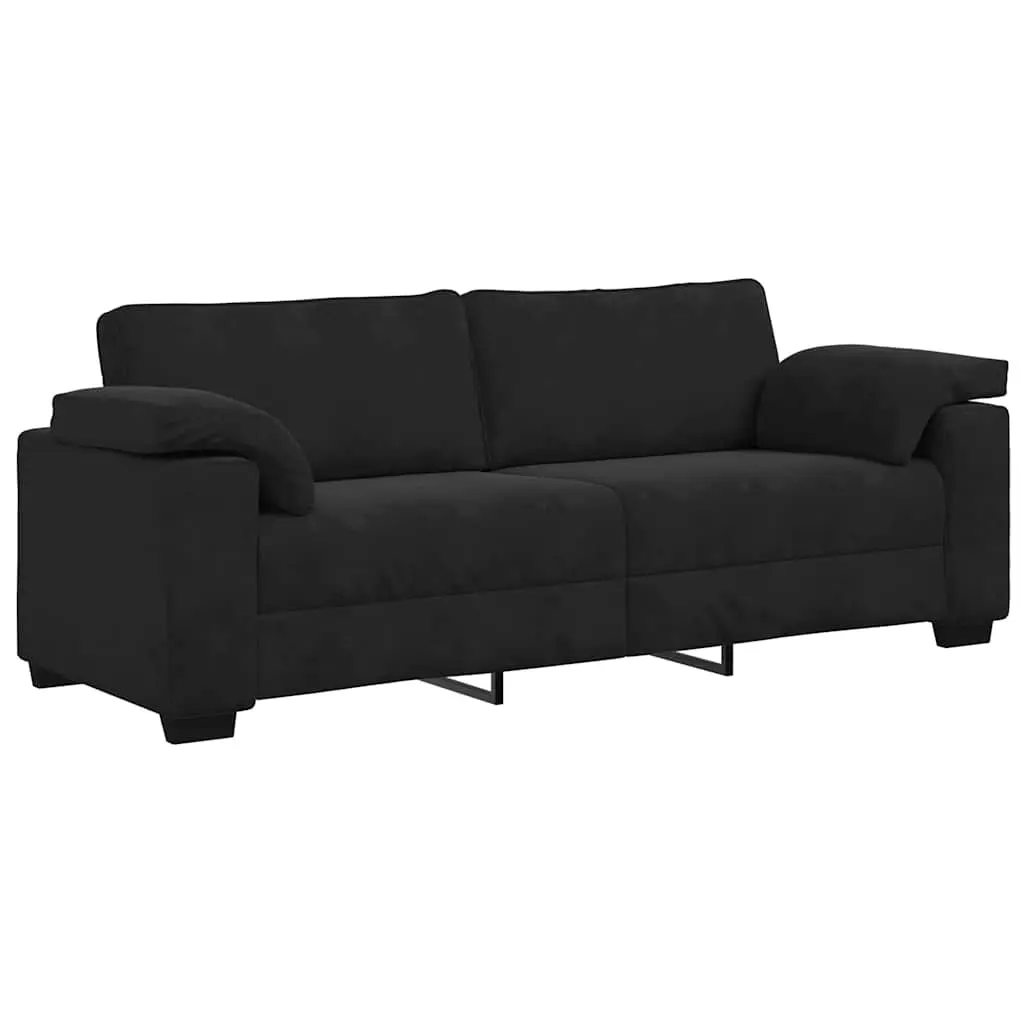 3-Seater Sofa Black 220x77x82 cm Velvet 4105282