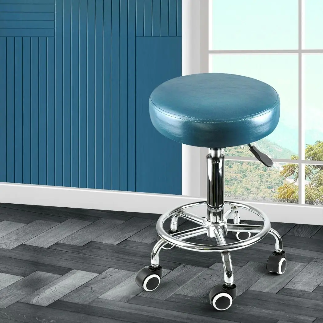 Levede Bar Stools Salon Stool Swivel Barber Dining Chair PU Hydraulic Lift Teal - Furniture