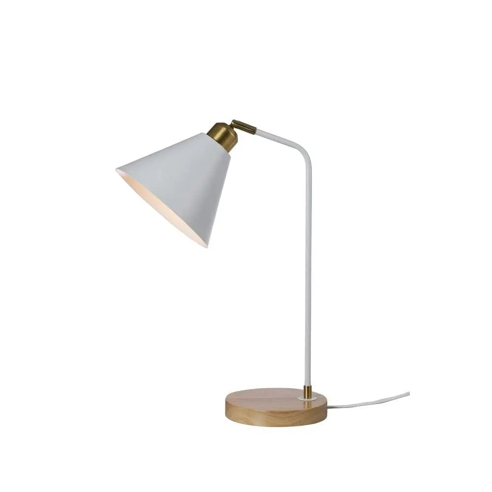 Blake Scandinavian Cone Shape Shade Wooden Base Table Lamp White - Health