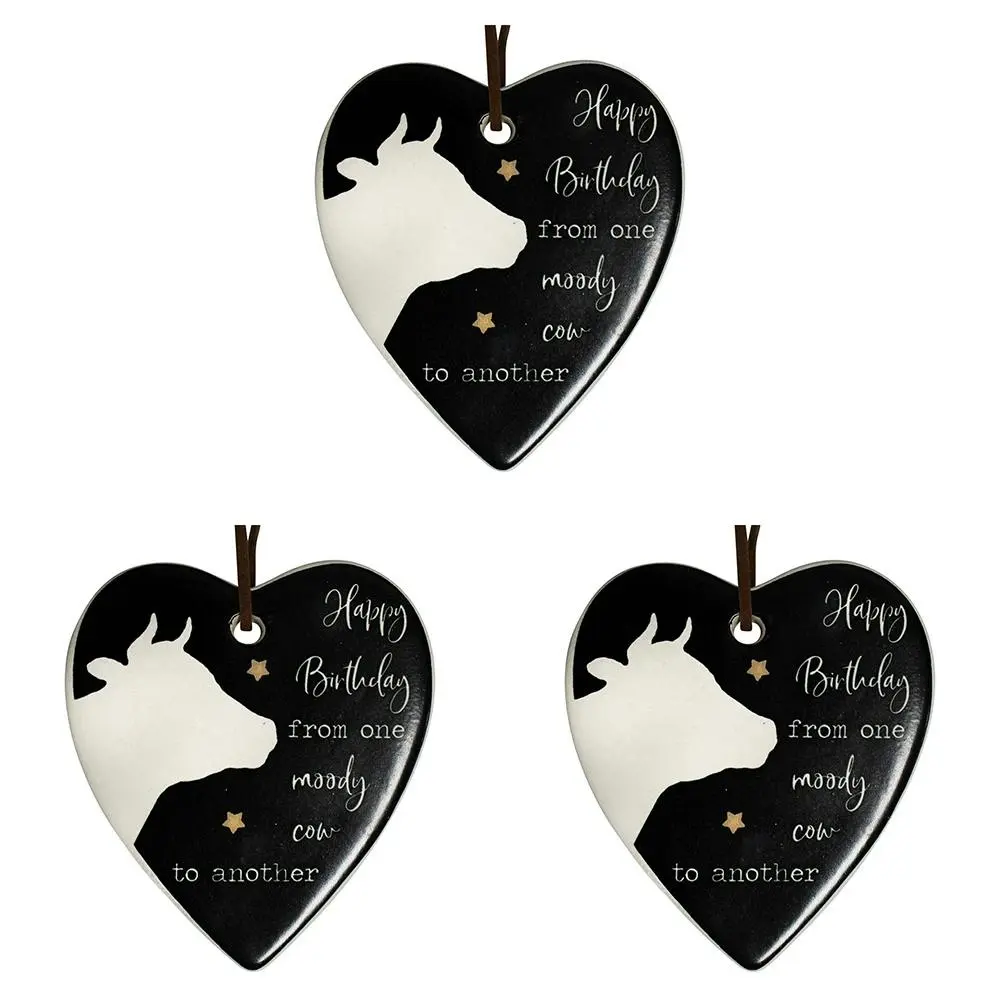 3x Ceramic Hanging 8x9cm Heart Moody w/ Hanger Ornament Home/Office Room Decor - Home & Garden