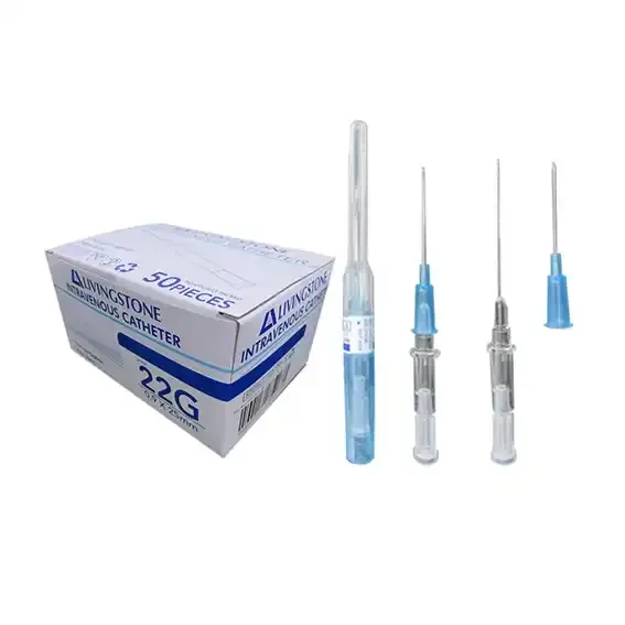 Livingstone Intravenous IV Catheter 22 Gauge x 1 inch 50 Box - Commercial