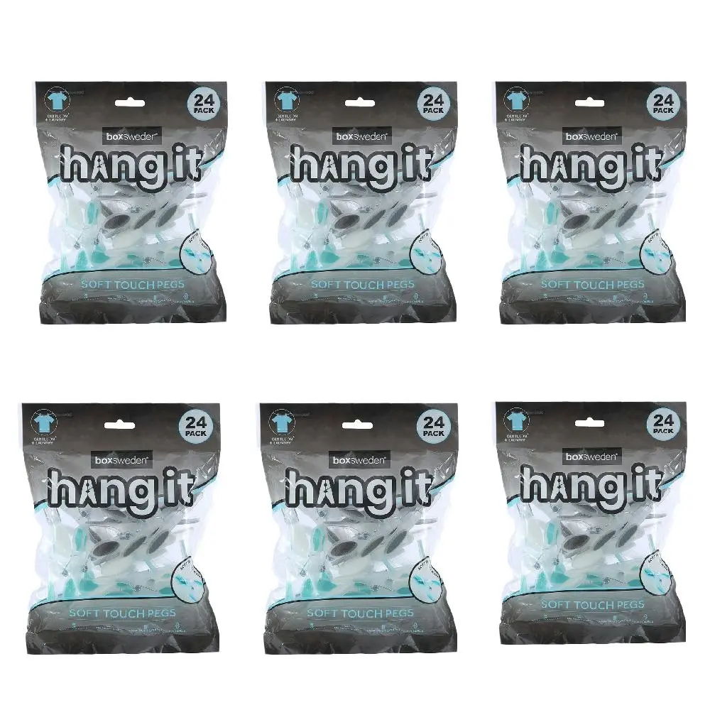 6x 24PK Boxsweden Hangit Soft Touch Clothes Pegs Oval Laundry Clip Undergarment - Home & Garden