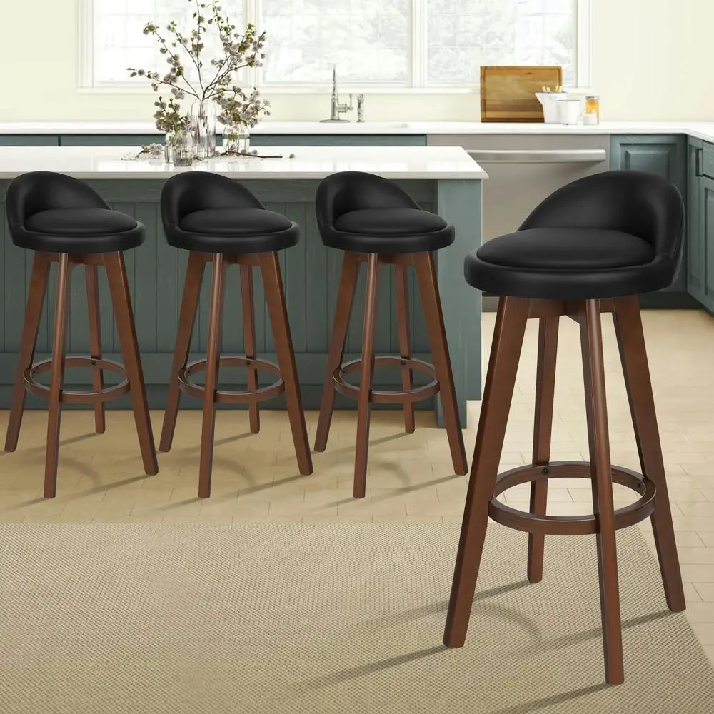 Alfordson Bar Stools Wooden Black Brown X4 - Furniture
