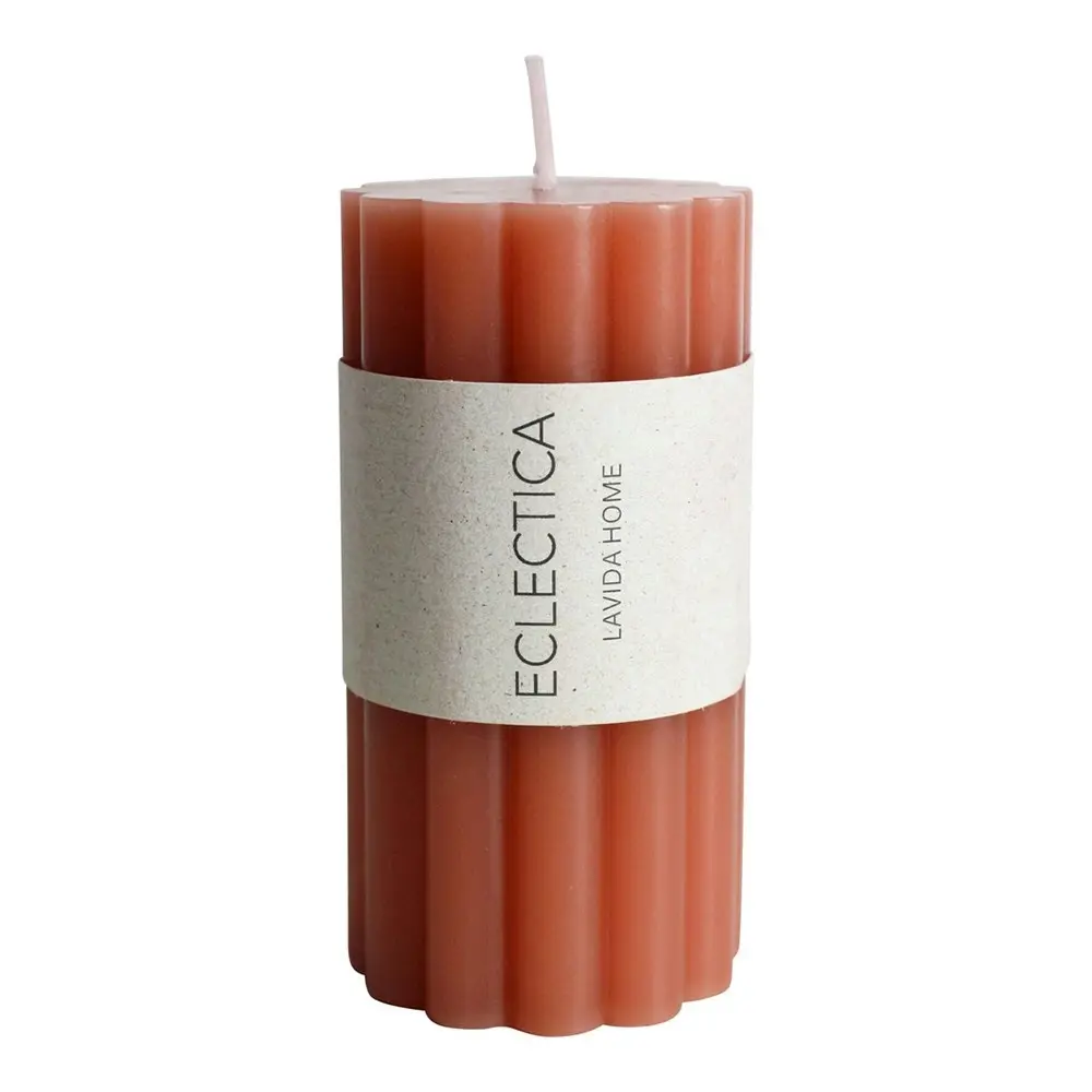 Unscented Flower 12cm Wax Pillar Candle Home Room Decor Tabletop Display Pink - Home & Garden