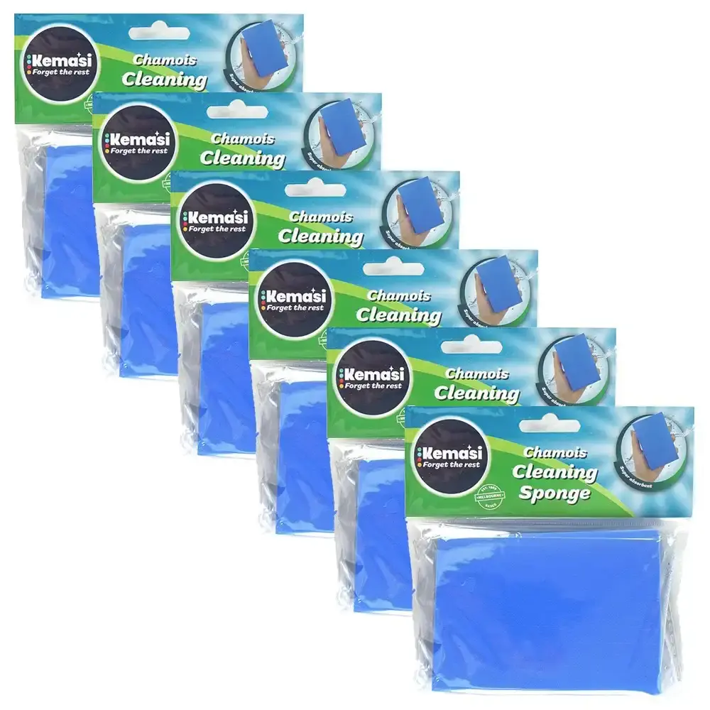 6x kemasi Chamois Multipurpose Cleaning Sponge Home Bathroom Kitchen Dishwashing - Home & Garden