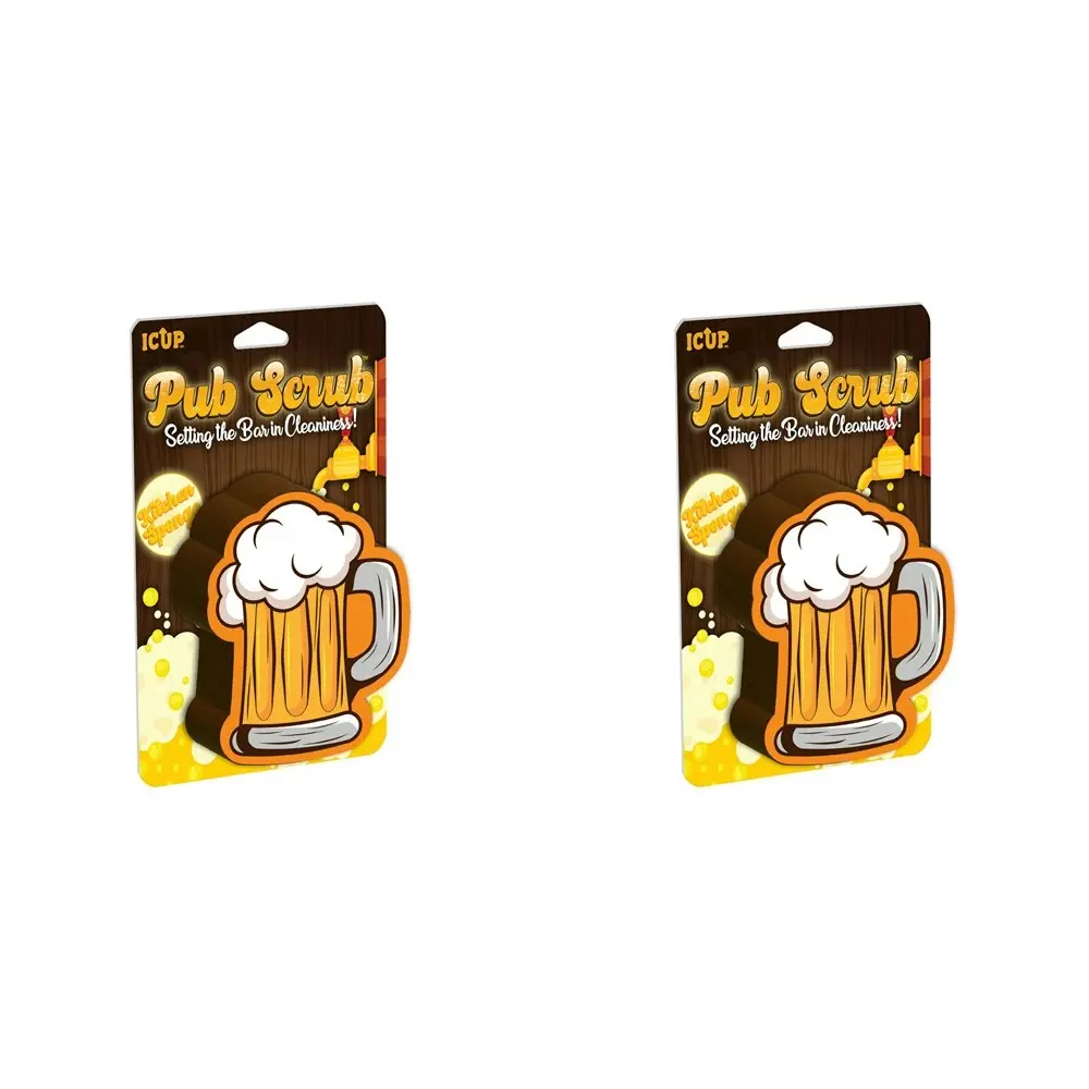2PK iCUP Inc Pub Scrub 11cm Kitchen Dishwashing Sponge/Foam Scrubber Cleaner BWN - Home & Garden
