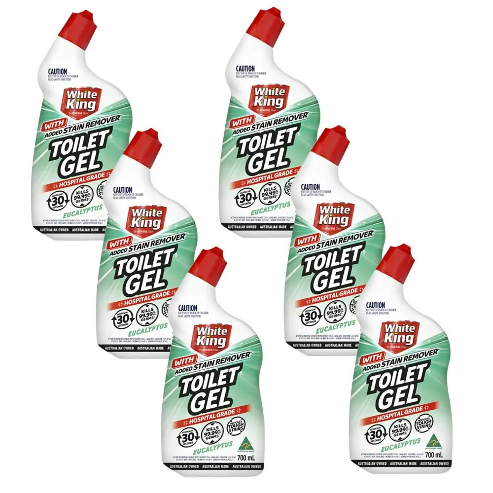 6x White King Toilet Gel With Added Stain Remover Cleaner Eucalyptus 700ml - Home & Garden
