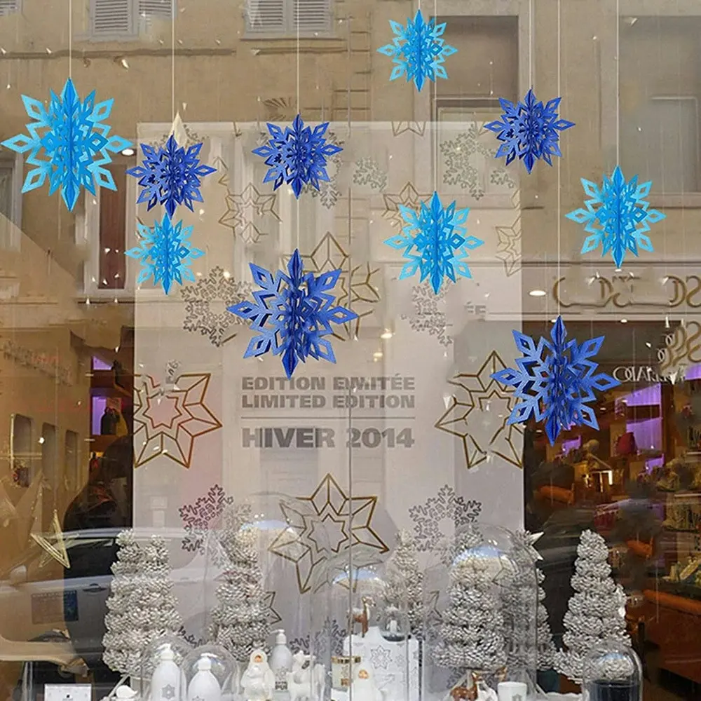 18Pcs Christmas Three-Dimensional Snowflakes Party Decorations Accessories