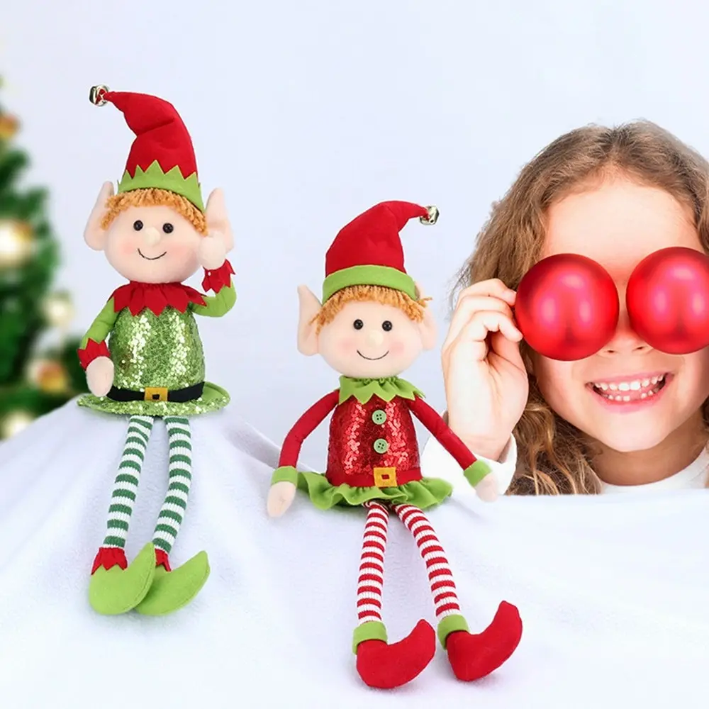 2 Pack Christmas Tree Decoration 65CM Cute Long Legs Elf Doll Window Decorations - Home & Garden