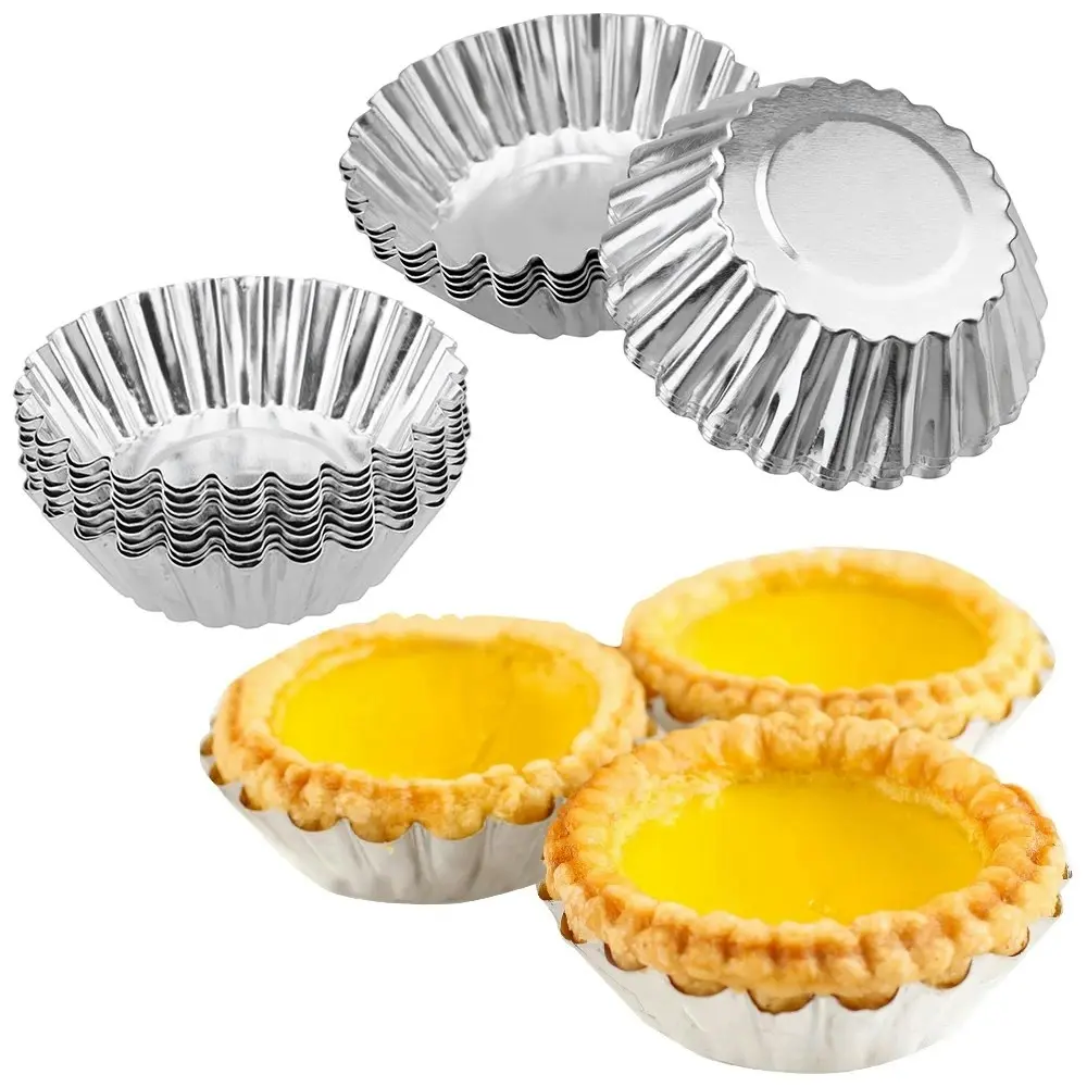20 Pack Aluminum Alloy Handmade Egg Tart Tray Mold Paper Cup Cake Biscuit Mold - Home & Garden