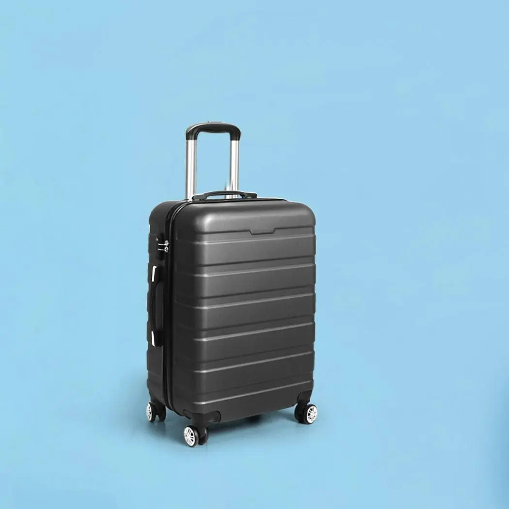 Slimbridge 20" Carry On Luggage Case Suitcase Travel TSA Hard Shell Dark Grey - Fashion