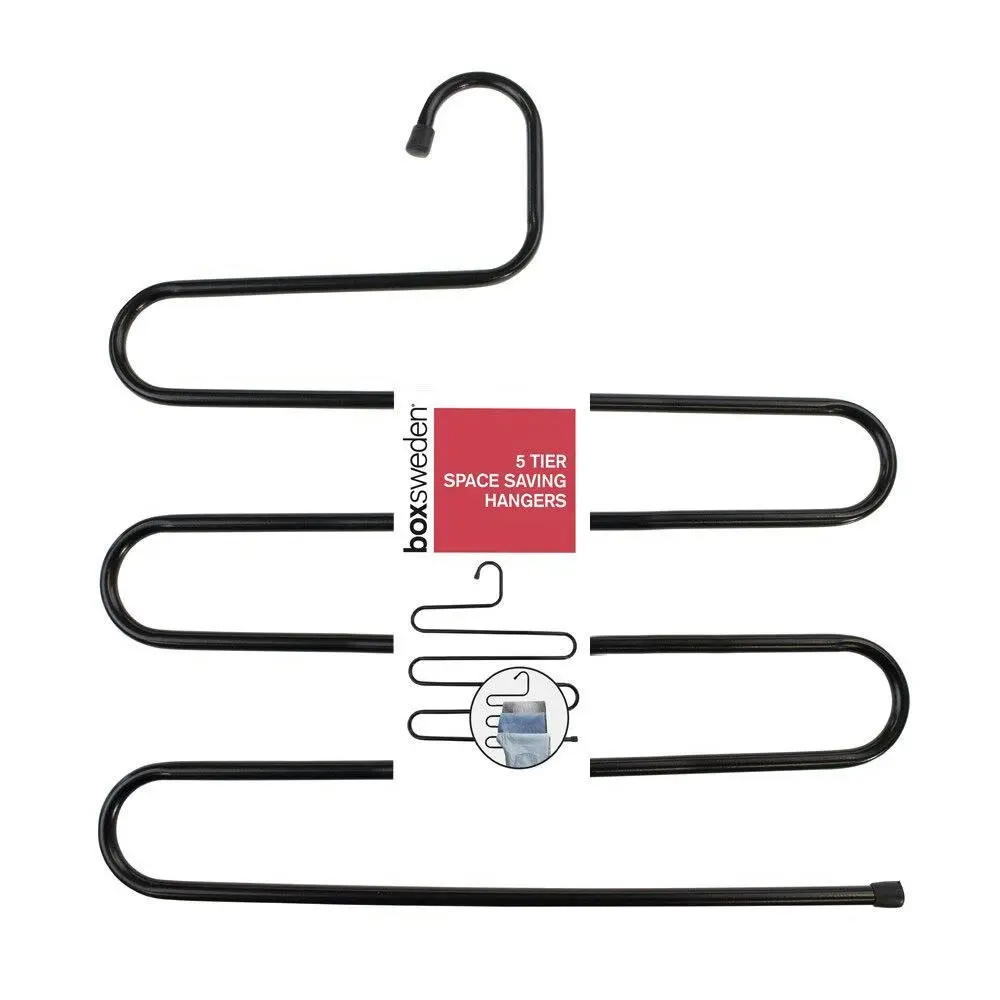 Boxsweden 5 Tier Metal Space Saving Clothes Hanger Hook Trouser Skirt Pants Asst - Home & Garden