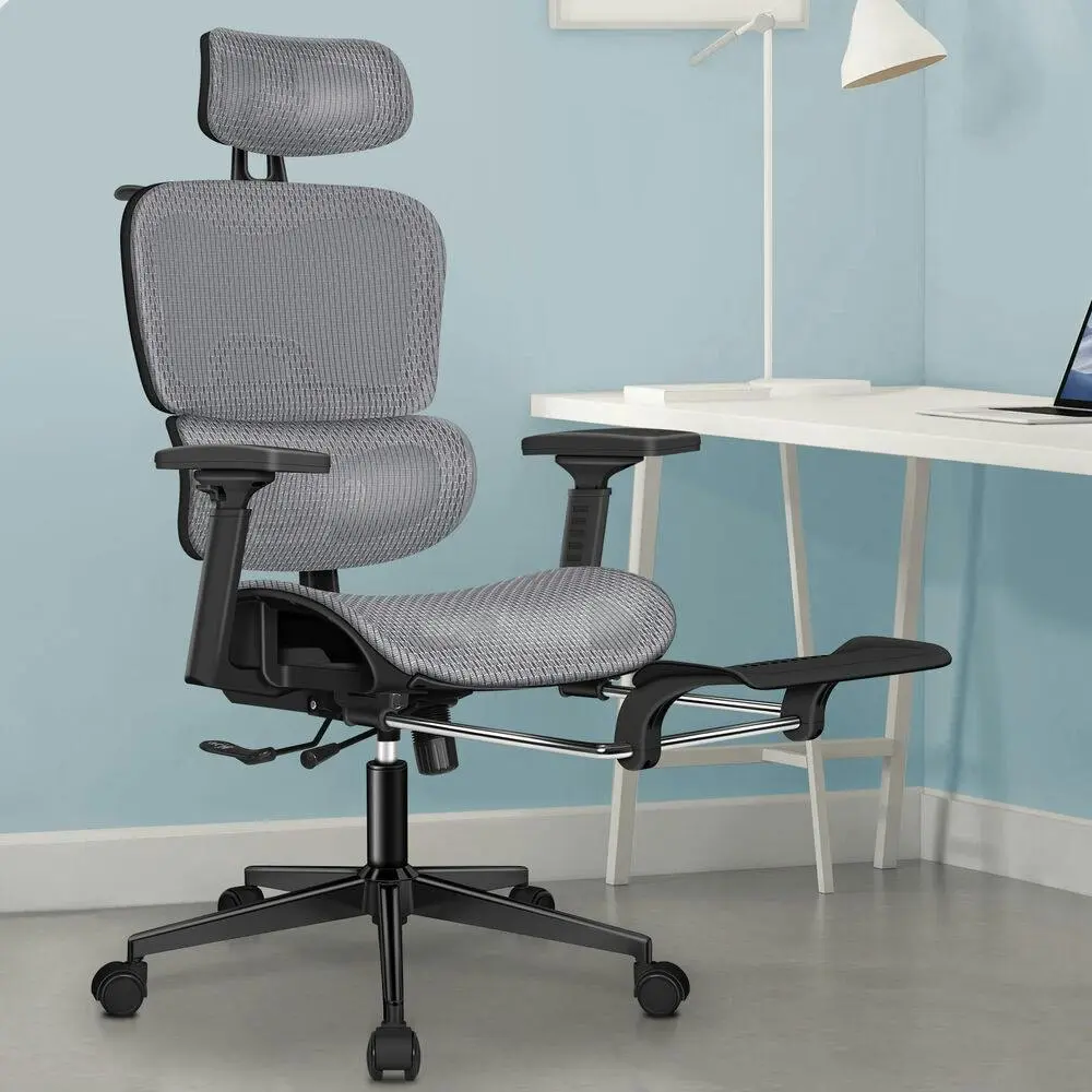 Alfordson Ergonomic Office Chair Mesh Executive Racing Computer Seat Black Grey - Furniture