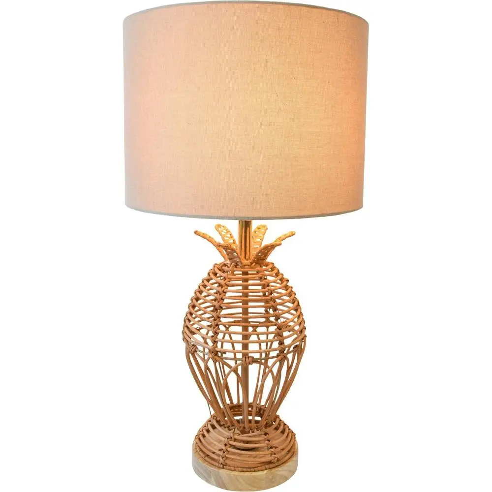 LVD Linen/Rattan Lamp Islander Room Decor Tabletop Desk Light 55.4cm Natural - Home & Garden