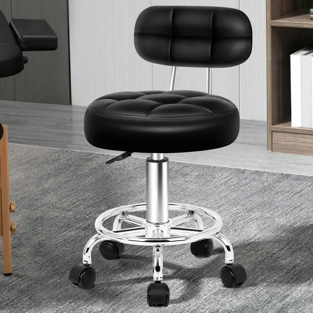 Alfordson Salon Stool Backrest Swivel Barber Hair Dress Chair Riley Black - Commercial