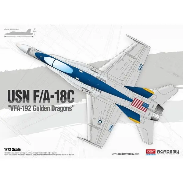 1/72 USN F/A18C VFA192 Golden Dragons Plastic Model Kit - Hobbies