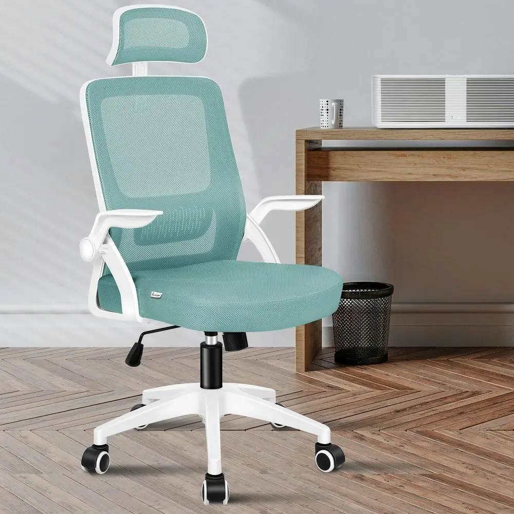 Alfordson Mesh Office Chair Cyan & White - Furniture