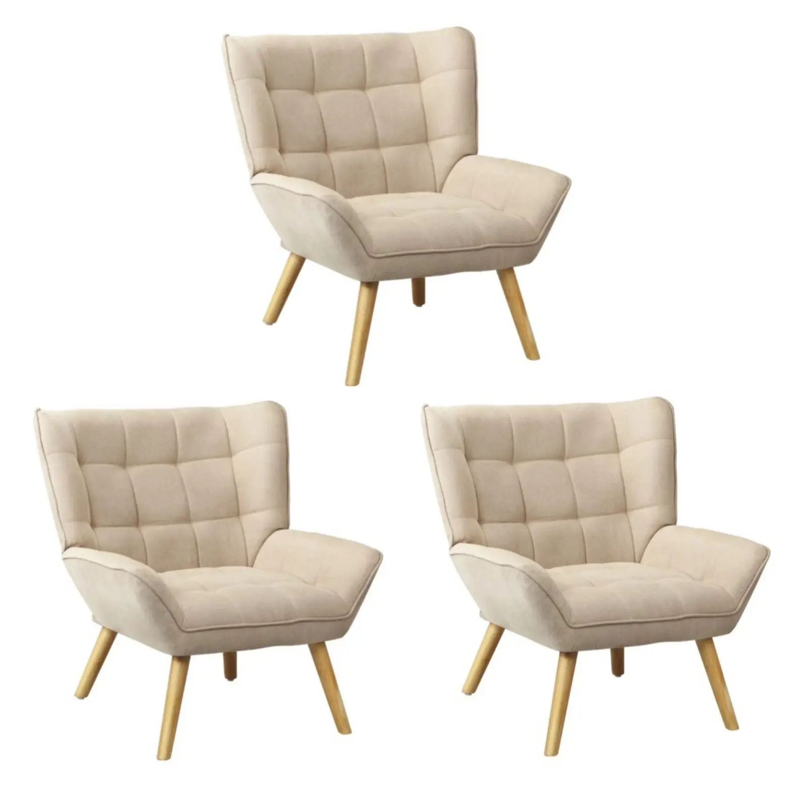 Oikiture 3x Armchair Fabric Beige - Furniture