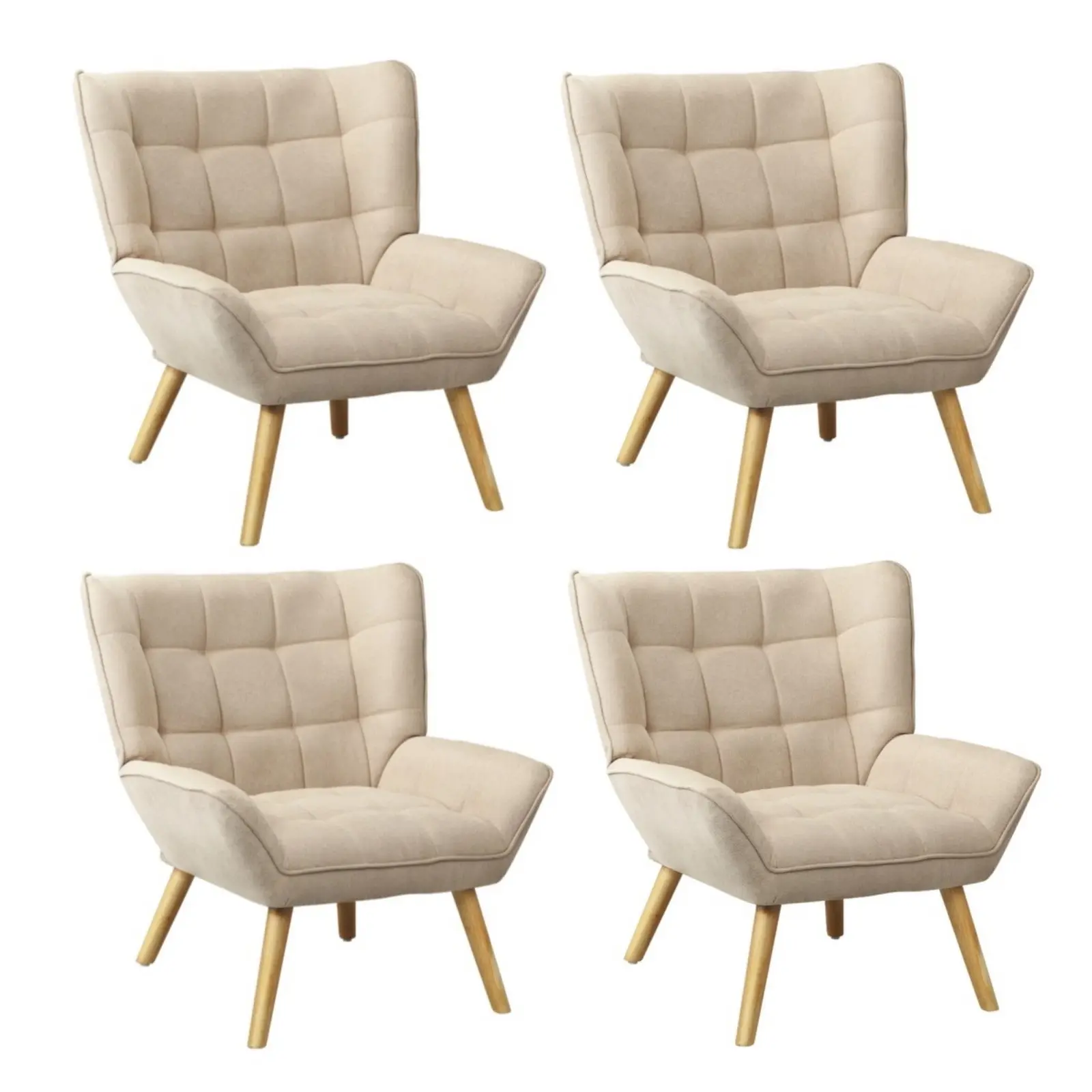 Oikiture 4x Armchair Fabric Beige - Furniture