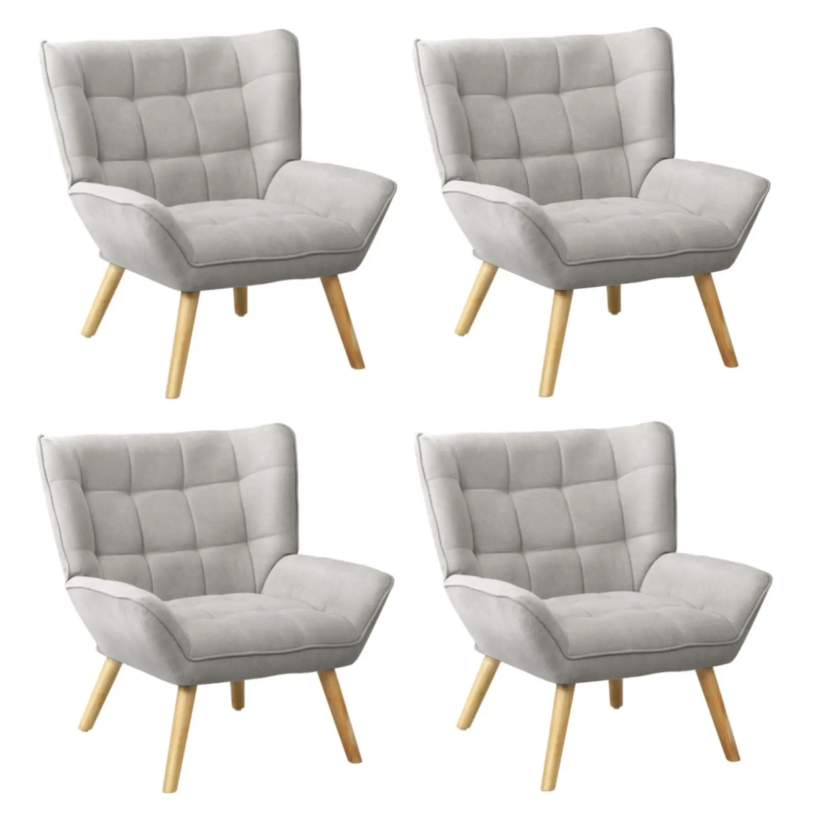 Oikiture 4x Armchair Fabric Grey - Furniture