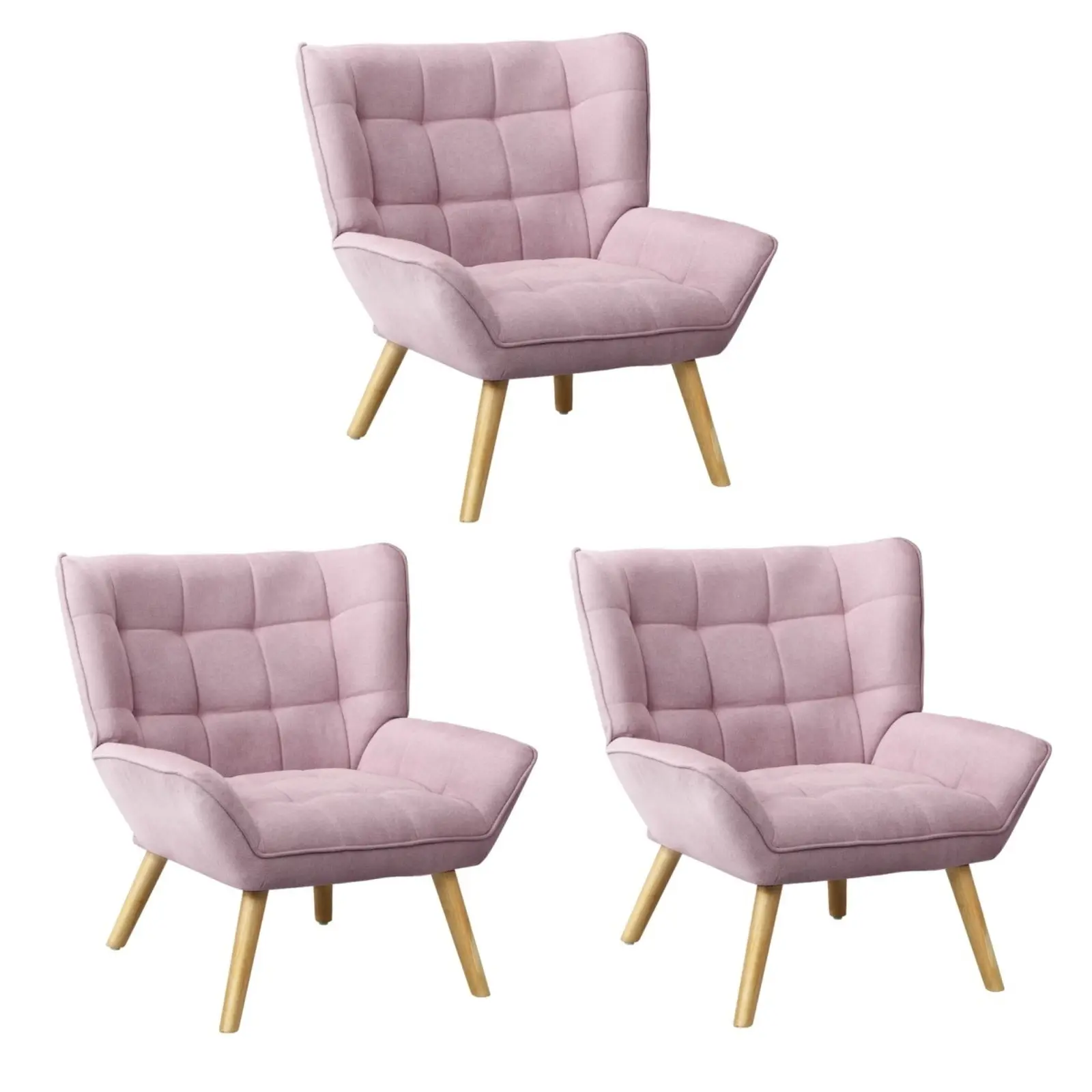 Oikiture 3x Armchair Fabric Pink - Furniture