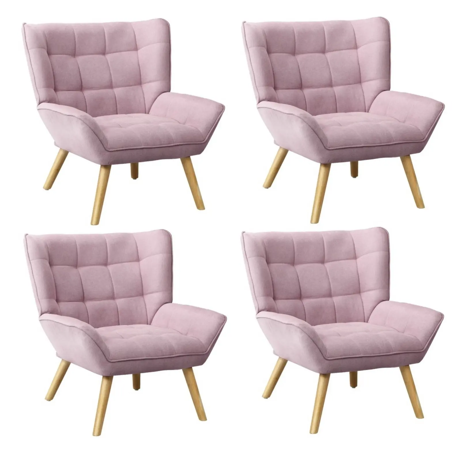 Oikiture 4x Armchair Fabric Pink - Furniture