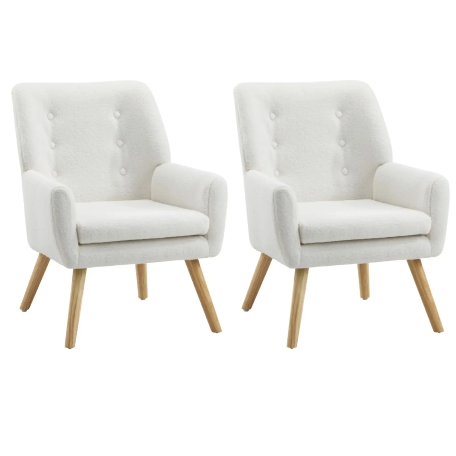 Oikiture 2x Armchair Lounge Chair Sherpa Accent Armchairs Tub Chairs Sofa White - Furniture