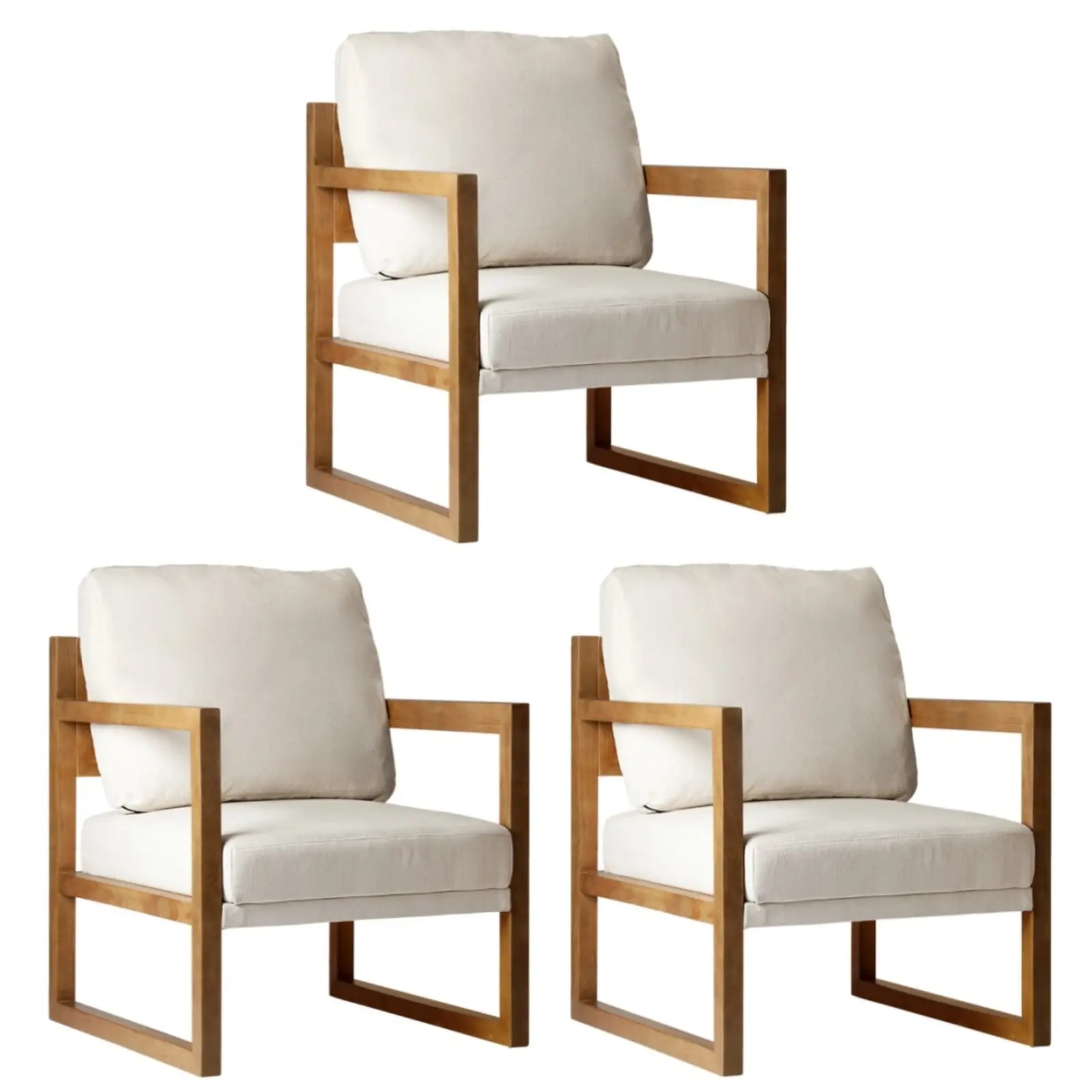 Oikiture 3x Armchair Lounge Sofa Chair Fabric Accent Chair Tub Armchairs Couches - Furniture