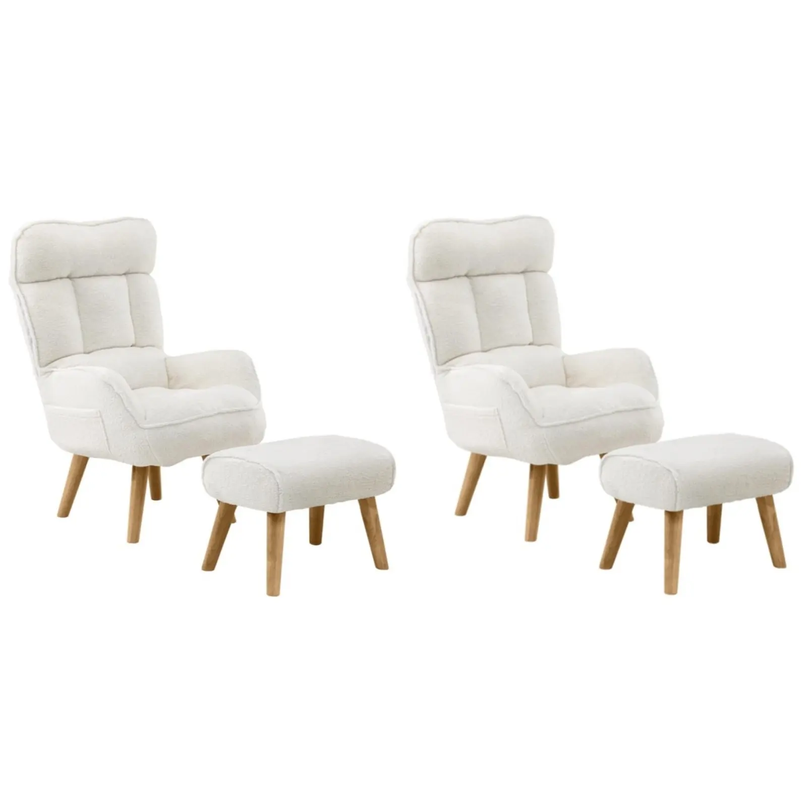 Oikiture 2X 360 Swivel Recliner Armchair Lounge Ottoman Chair With Stool Sherpa - Furniture
