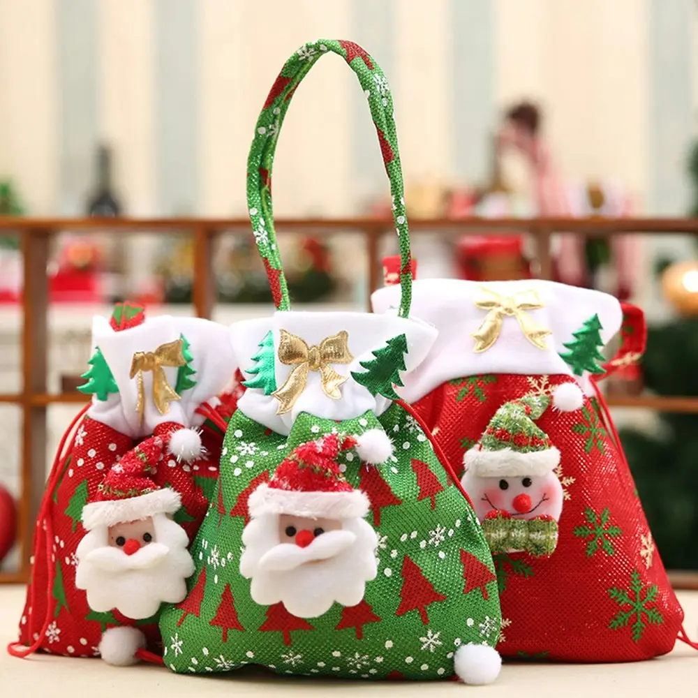 3 Pack Christmas Gift Bags Drawstring Xmas Candy Bags Santa Sack Backpack - Up to 60% Off Christmas Decoration Specials