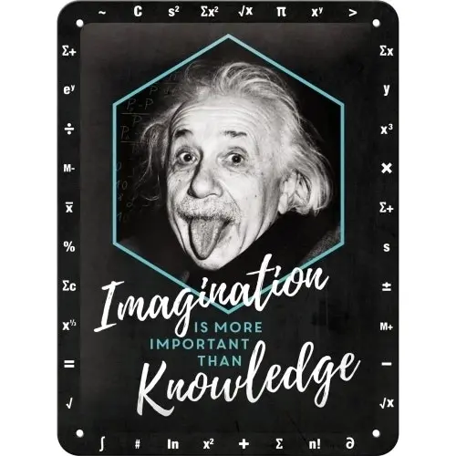 Nostalgic Art 15x20cm Small Wall Hanging Sign Einstein Imagination & Knowledge - Home & Garden
