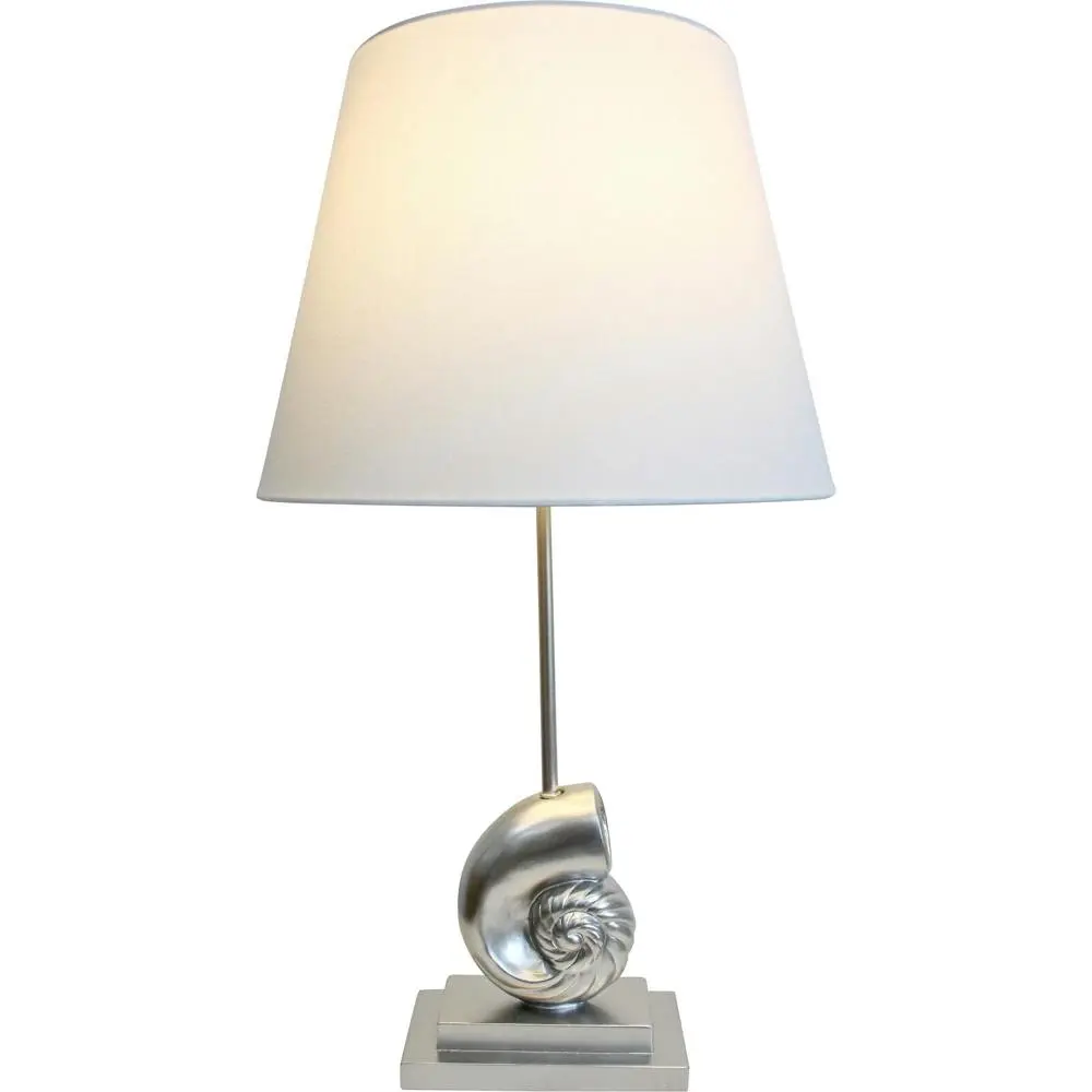 LVD Linen/Polyresin Lamp Antique Shell Room Decor Tabletop Light 70cm Silver - Home & Garden