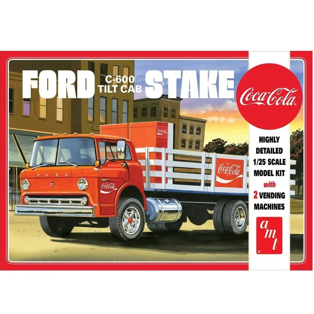 1147 1/25 Ford C600 Stake Bed w/CocaCola Machines Plastic Model Kit - Hobbies