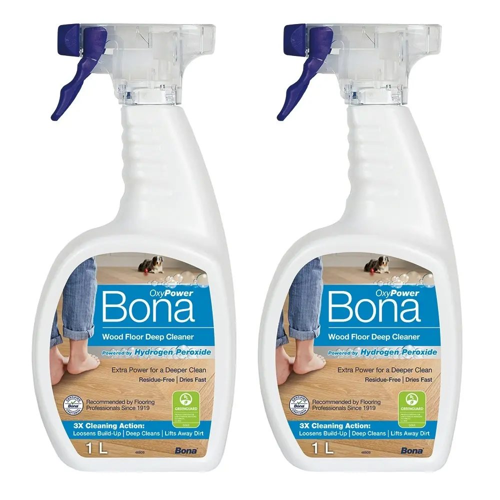 2x Bona 1L Wood Floor Deep Surface Clean Residue Free Spray w/Hydrogen Peroxide - Home & Garden