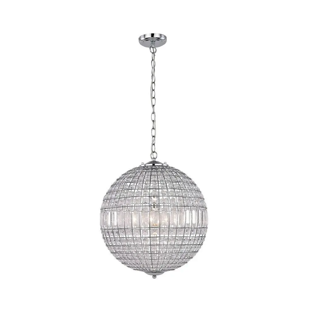 Kamala Glass Drop Modern Pendant Lamp Light Large Chrome Clear - Home & Garden