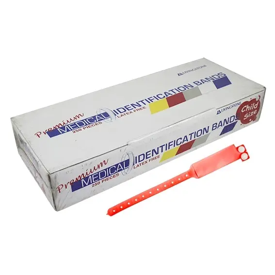 Livingstone Premium Personal Identification ID Bands Pedia with Name Card Red 250 Box - Commercial