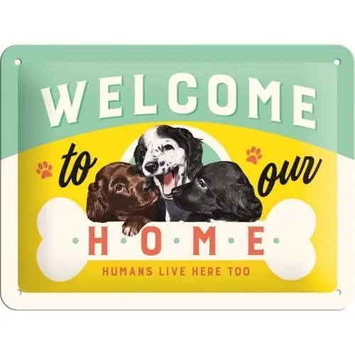 Nostalgic Art 15x20cm Small Wall Hanging Metal Sign Welcome Puppies Home Decor - Home & Garden