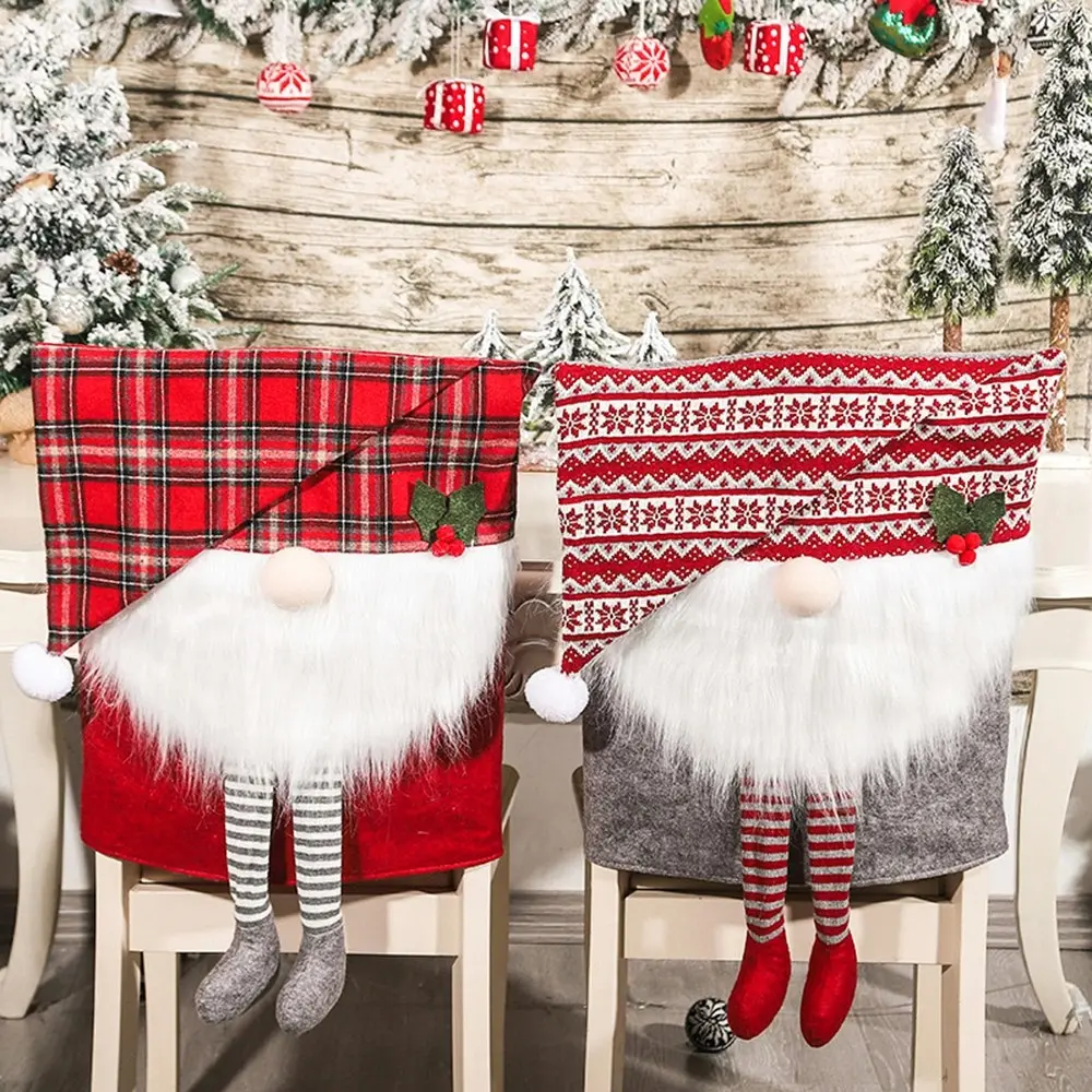 2Pcs Christmas Chair Cover Xmas Dining Chair Back Cover for Home Hotel - Home & Garden
