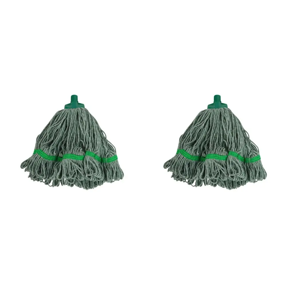 2x SYR Syrtex 43cm Colour Yarn Home/Office Floor/Tile Cleaning Mop Head Midi GRN - Home & Garden